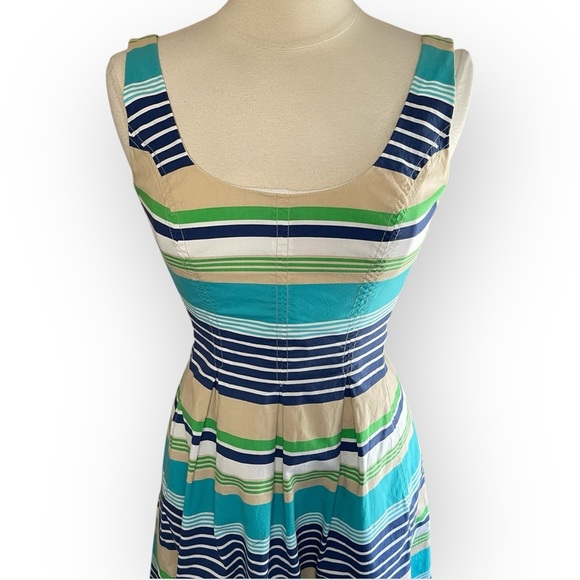 NINE & CO. Striped Cotton Fit & Flare Dress with Pockets, Size 6 - Picture 2 of 9